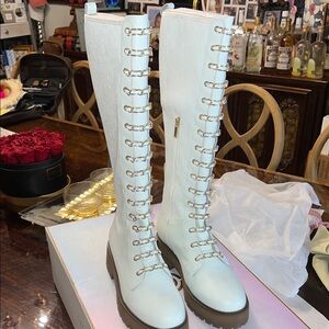 CECELIA NEW YORK White Lace-Up Boots